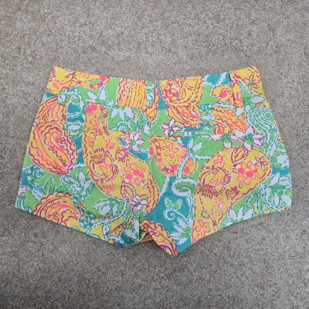 NWOT Lilly Pulitzer Walsh Shorts Pop Goes The Lemur Yellow Aqua Paisley Size 00 - Picture 2 of 8